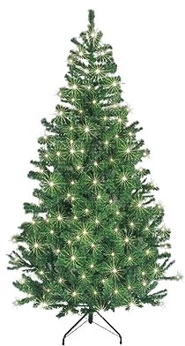 SHATCHI 4ft/1.2m Pre-Lit Artificial Christmas Tree Alaskan Pine Green 230 Tips-110 Warm White LEDs Metal Stand Xmas Home Decorations, 120cm