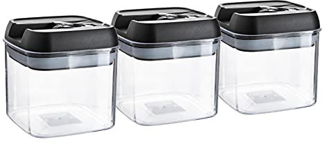 Argon Table Food Storage Containers with Airtight Flip Lock Lids - 500ml - Black - 9 Pack - Plastic Kitchen Storage Tupperware Pantry Food Organiser for Cereal, Oats, Sugar, Coffee, Biscuits, Tea