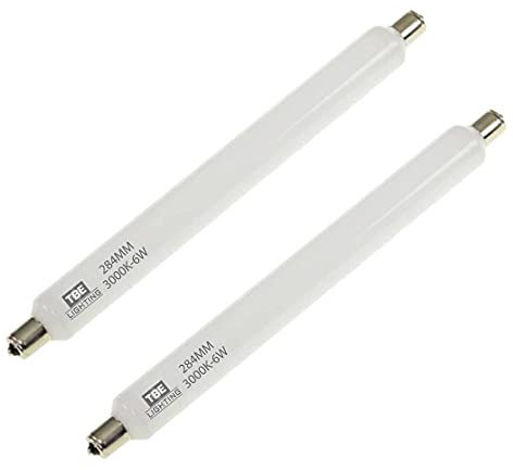 TBE Lighting Lampadina a striscia LED S15s da 6 W, confezione da 2 unità, lunghezza 284 mm, luce tubolare a specchio, non dimmerabile, aspettativa di vita 20.000 ore (3000 K, bianco caldo