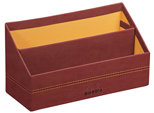 Rhodia 194604C - Briefablage 25x10x14cm, aus Kunstleder, elegant und praktisch, 1 Stück, Nacarat Rot
