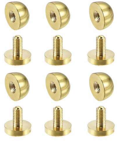 sourcing map 6 Sets Runde Nieten 10x6mm Taschenfüße Hohlnieten Pilznieten Metallnieten Leder Nieten Metall Nieten Bolzen Geldbörse Handtasche Bodennägel für Taschen Massivem Messing