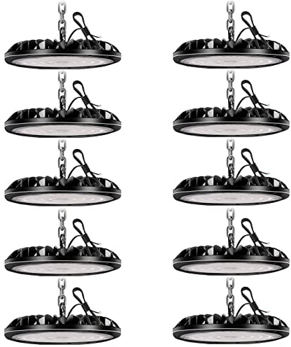 loyal 100W LED Hallenstrahler, 10000LM 6000K Kaltweiß UFO Werkstattlampe, IP65 Wasserdicht LEDs Industrielampe für Fabriken Flughafen Patio Restaurant Werkstatt