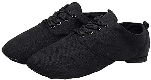 Jazz-Tanzschuhe Aus Segeltuch Mit Geteilter Sohle Ballett-Yoga-Tanzschuhe Atmungsaktiver Puffer Für Kinder Und Erwachsene,Schwarz,45 EU