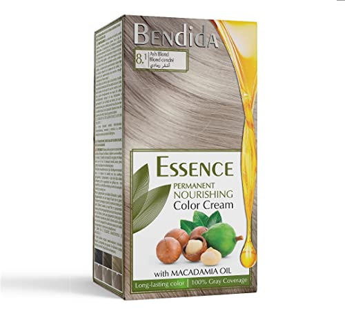 Bendida permanent haarfarbe – haartönung, rot, braun, abmattierung blond, schwarz, aschblond, haarfarben mit macadamiaöl, Haarfärbemittel mit langanhaltende farbe 120ml (8.1 Ash Blonde)