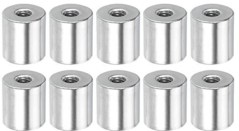 sourcing map 10 Stück Runde Kupplung Mutter M10 zu M4 Adapter Schraube Innengewinde Hülsen Stecker Konvertieren Stange Stab Stollen Rohrmutter Silber