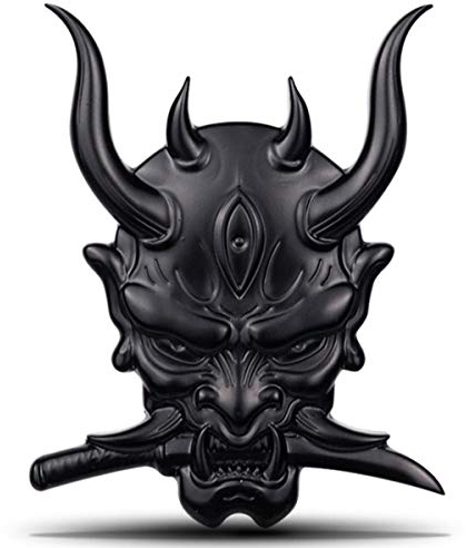 3D Schädel Emblem Ghost Fangs Warrior Schädel Samurai Warrior Metall Auto Aufkleber Japanischer Samurai Aufkleber Emblem für Auto Motorrad