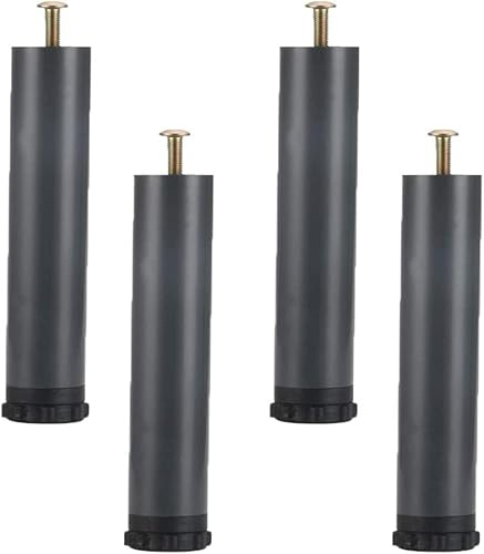 JIAOLUN123 Lot de 4 Pieds de Meuble Reglable Cylindrique Acier Pied Sommier Pattes de Meuble Pieds de Support De Lit Accessoires pour Cadre De Lit avec Vis,Gris (23 cm)