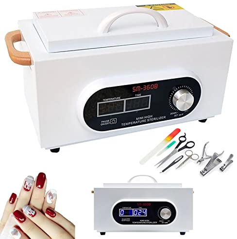 Heißluftsterilisator Desinfektion, 300W 2L 200℃ LCD Trockene Hitze Sterilisator Hochtemperatur Sterilisator Nagel Werkzeug Sterilisator mit Zeit und Temperaturanzeige und Timer für Friseursalon