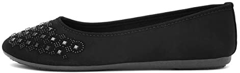 Lilley Gloria Womens Black Diamante Ballerina - Size 4 UK - Black
