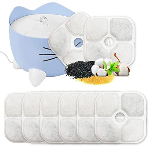 8pcs Filter Katzenbrunnen,Trinkbrunnen Katzen Ersatzfilter für 2.5L Katzen Trinkbrunnen und Hunde,mit Kohlefilter und Schaumfilter