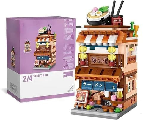 YILETKC Modular Haus Bausteine Modell, 412 Teilen Japanische Street View Architektur Baustein Modell, Architektur Bausatz Custom Bauspiel Geschenk für Kinder und Erwachsene