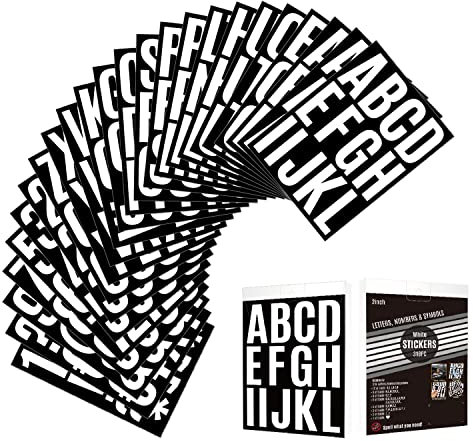Self Adhesive Vinyl Letter Number Stickers Kit, Mailbox Numbers Sticker for Mailbox, Alphabet Number Stickers, Decals for Sign, Kitchen,Door, Business, Addres (2inch, White)
