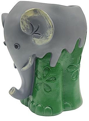 QUINTRA Border New Creative Outdoor Garden Resin Elephant Flowerpot Poted Garden Elephant Ornaments Blumentopf Rattan (Grey, One Size)