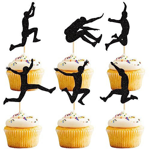Keaziu 36 Stück springende Cupcake-Aufsätze, Sportthema, Cupcake-Picks, Jungen, springen, Geburtstagsparty, Dekorationen, Gastgeschenke