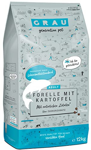 GRAU – das Original – Trockenfutter für Hunde - Forelle mit Kartoffeln (1x 12 kg), getreidefrei, für sensible, erwachsene Hunde