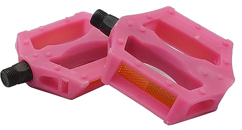 TAHUAON 1 paire de pédales de vélo en résine pour enfant 9/16 avec réflecteurs Rose