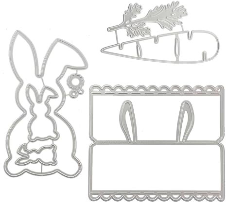 3 Set Ostern Stanzschablonen Prägeschablone Stanzformen Osterhase Ostereier Prägeschablonen Stanze für DIY handgemachte Scrapbooking, Grußkarten, Handwerk und Ostergeschenk Dekorationen