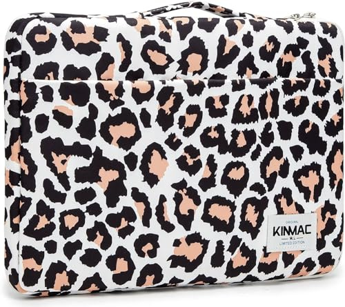 Kinmac 360 ° Kissen wasserdichte Laptoptasche Taschenhülle mit Griff Kompatibel mit MacBook Pro/Air 13 Zoll,iPad Pro 12,9 und 12 Zoll-13,3 Zoll Laptop (pink Leopard)