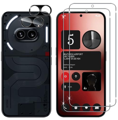 Lutree para Nothing Phone (2a)/ (2a) Plus Cristal Templado, 2+2 Piezas Protector de Pantalla+ Protector de Lente de Cámara (Negro), HD Vidrio Templado Película Protectora para Nothing Phone 2a
