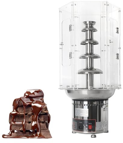 Fuente Chocolate eléctrica 4/5/6/7, máquina fusión de Fuente de Chocolate Profesional con Cubierta Polvo acrílico Transparente y Control Temperatura, para Equipos Buffet Bodas y Fiestas 6 Tiers