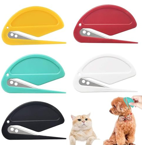 YRAKOZIN [Lot de 5] Coupe Noeud Chat, Peigne à Nouer pour Chiens, Couteau Démêlant pour Animaux de Compagnie avec Lame en Acier, Détacheur de Noeuds de Toilettage