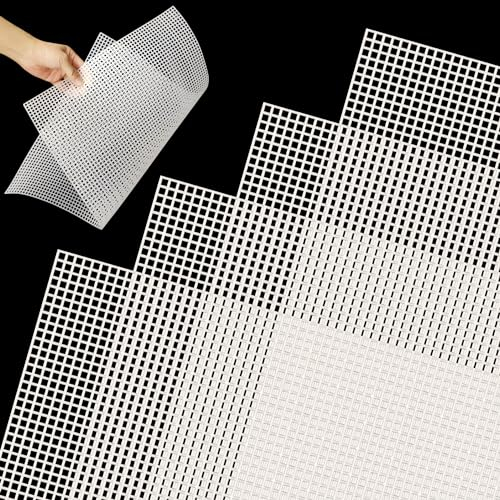 LYLIDIA 4 Stück Plastic Canvas Sheets Große Löcher 4CT Kunststoff Leinwandplatten Netzplatten für Kunst Handwerksprojekte, Häkeln/Stricken, Sticken, Kreuzstich, Nähen, Nadelspitze
