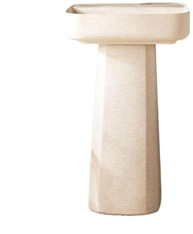 WANGHAI-666 Standwaschbecken Standwaschbecken aus Keramik fürs Badezimmer, 2-teiliges beiges Säulenwaschbecken mit Unterschrank, Standwaschbecken(007)