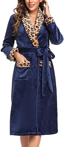 Marvmys Vestaglia Donna Invernale Pile Caldo Elegante Vestaglie Accappatoio Morbidissimo con Cintura e Tasca Stile E S