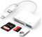 SD Card Reader for iPhone, Memory Card Reader for iPhone, SD Card Adapter for iPhone, Camera Card Reader with SD and TF Card Slots, Plug and Play (3 IN 2)