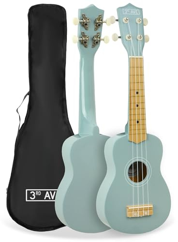 3rd Avenue Soprano Ukulele Beginner 21 Inch 4 Nylon Strings with Free Uke Bag - Pastel Blue - FREE 1 Month Online Lessons