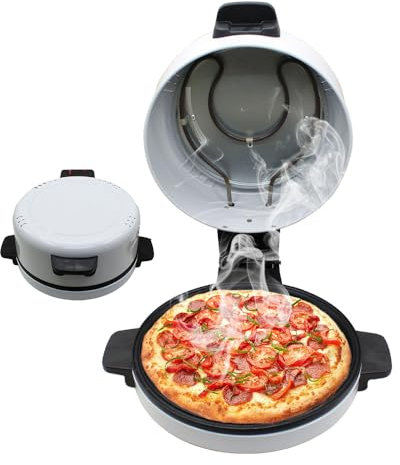 Pizza eléctrica de 1800 W, horno de pizza portátil de 12 pulgadas, calentamiento rápido de 220 °C/superficie antiadherente/luz indicadora, para hacer pan árabe, quesadillas, cocina casera