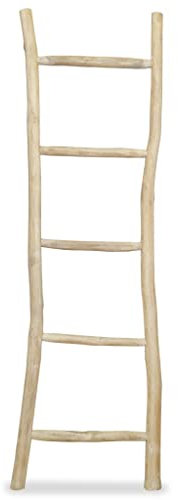 Badzubehör Handtuchleiter mit 5 Sprossen Teak 45x150cm Natur Handtuchhalter & Halter