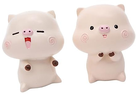 PRETYZOOM 2st Schweinchen Ornament Puppe Auto Ornament Tierkuchendekorationen Tiere Miniaturen Desktop-Cartoon-Ornament Kopfschüttelnde Puppe Puppe Auto Harz
