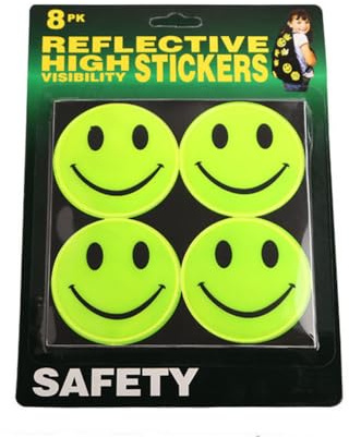 Codulu Smiley Gesicht reflektierende Aufkleber,Selbstklebende Sichtbarkeit Sicherheit Aufkleber für Nacht Radfahren,Fahrräder,Motorräder,Helme und Rucksäcke,wasserdicht,8 Stück/Set