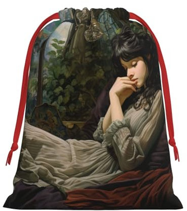 Longzehao Ultra Soft Velvet Fabric Drawstring Wishing Bottle Seascape 3 Print Christmas Gift Bag, Versatile Gift Bags.