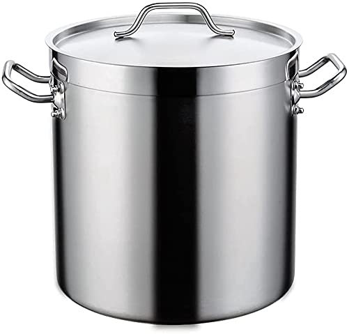 Großer Kochtopf, Suppentopf aus Edelstahl mit passendem Deckel, dreilagiger Edelstahl-Verbundboden, Silber -45 * 45 cm (71 l)