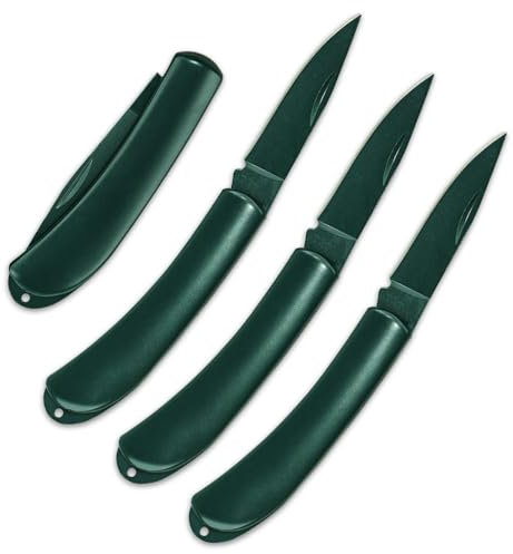 LLHQAMT Fruit Knife, Stainless steels Foldable Fruit Knife Set, Small and Easy to Carry, Foldable Fruit Knife Suitable for Most Types of Vegetables and Fruits, 3 Pieces(Black)