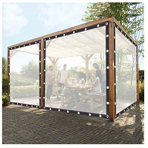 Transparenter PVC-Kunststoff-Trennwand für Terrasse, Deck, Pavillon, wärmeisoliert, reißfest, wasserdicht, anpassbare Größe, 2,4 x 8 m, Outdoor-Sichtschutz-Trennwand für Garten oder Balkon