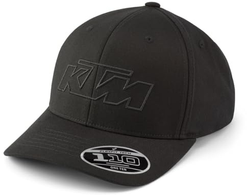 KTM Schwarze Flexfit Baseballkappe, One Ten Snapback, gesticktes Logo, Schwarz, Einheitsgröße