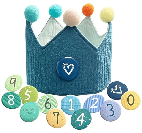 ZILZUFA Corona de Cumpleaños, Corona de Infantil Cumpleañoscon Números Intercambiables del 0 al 9, Corona Cumpleaños 1 Año, Corona Niña Decoracion Cumpleaños (Verde)
