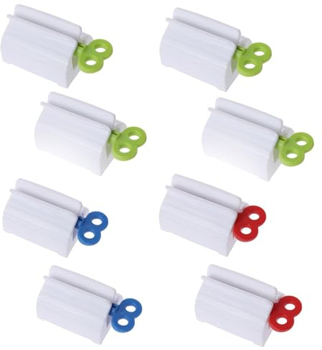 Toothpaste Squeezer - Set of 8 Tube Squeezers for All Tubes, Zahnpastapresse,Toothpaste Holder Toothpaste Seat Holder Tube Press for Toothpaste, Hand Cream, Bathroom Accessories (Red, Blue, Green)