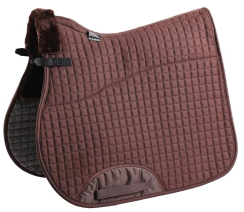 Merauno® Faux Fur Jumping Saddle Pad Full Blanket Numnah GP Saddlecloth Square Clear spine high wither shaping Horse Riding Show Shock Absorbing Breathable Machine Washable Black/Natural Brown/Brown