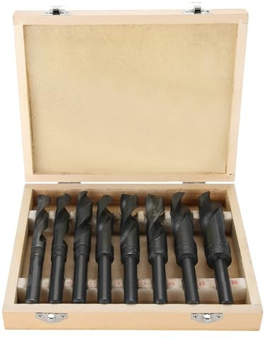 Lot de 8 forets hélicoïdaux à tige réduite en acier à roulement de 14 à 25 mm