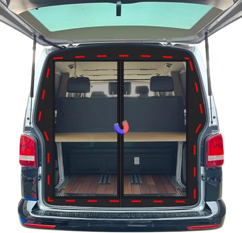 Moskitonetz Magnetisch für VW T5 T6 Heckklappe, Auto-Fliegengitter mit Insektenschutz und Sonnenschutz, Camping-Schattennetz für Hintertür