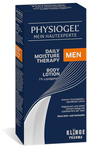 PHYSIOGEL Daily Moisture Therapy Body Lotion MEN – tägliche Körperpflege für Männer, intensiv feuchtigkeitsspendend, stärkt die Hautbarriere, reduziert Spannungsgefühle, ohne Duftstoffe