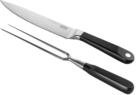 Kuhn Rikon Culinary Forged Carving Set – Precision Forged Knife & Fork from Special Steel, Swiss Design, Made in Portugal – Perfect for Slicing Meat, Roasts & Poultry, Ergonomic Handles