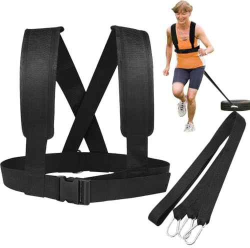 Schlittengeschirr – verstellbares Körpergurt-Design, robustes Nylonmaterial, sicheres Schnallen-Stützsystem, breite Brustgurt-Passform | Ideales Power-Pull-Training, Sprint-Übung, Sportler, Kraftkondi