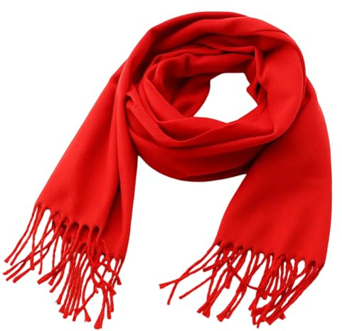 JcvPot Roter Schal Damen, Schal Weinrot, Pashmina Schal Damen Winter, Elegantes Cape, Hochwertiger Schal Bordeaux, 200 x 70 cm