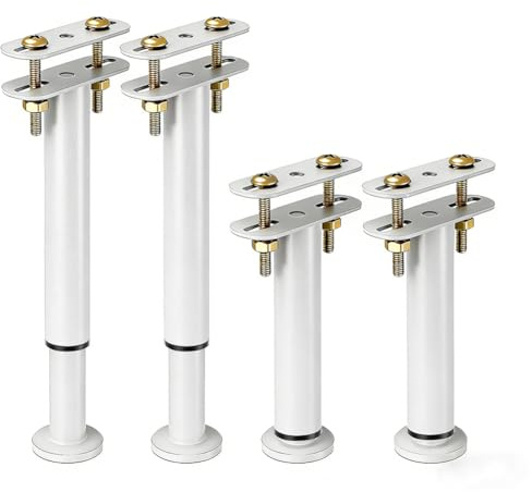 Penbinmall Lot de 4 Pieds de Meubles réglables en Hauteur de 25 à 42 cm - en métal Blanc - pour Armoire, Meuble TV, lit, canapé, Table de Chevet, Chaise d'apprentissage, Armoire de Salle de Bain