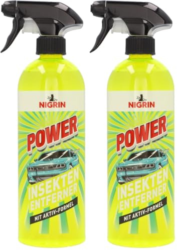 NIGRIN POWER Insekten-Entferner, gegen hartnäckige Insektenrückstände, materialschonend, polycarbonatverträglich, sparsamer Auftrag, für Vorreinigung geeignet, 750 ml (Packung mit 2)